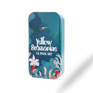 D'addario 1CWH4-10B9 The Beatles YELLOW SUBMARINE 55TH ANNIVERSARY Gitár Pengető Under the Sea 15-darab fémdoboz Kék