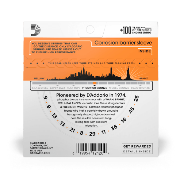 D'addario EJ41 12-húros Foszfor Bronz Akusztikus Gitárhúr
