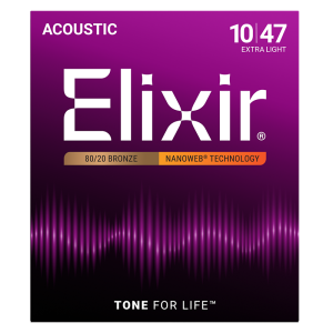 Elixir 80/20 Bronz Akusztikus Gitárhúr 10-47 (Nanoweb bevonat)