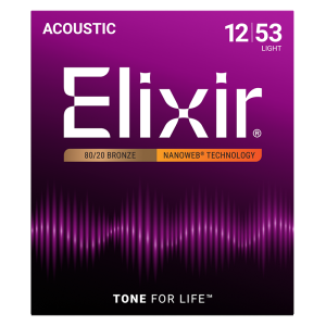 Elixir 80/20 Bronz Akusztikus Gitárhúr 12-53 (Nanoweb bevonat)