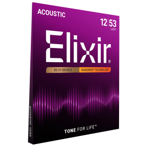 Elixir 80/20 Bronz Akusztikus Gitárhúr 12-53 (Nanoweb bevonat)