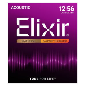 Elixir 80/20 Bronz Akusztikus Gitárhúr 12-56 (Nanoweb bevonat)