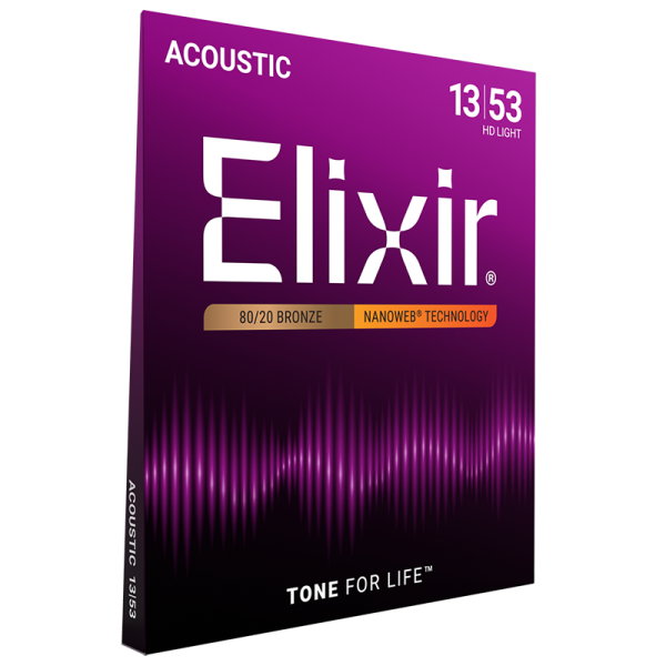Elixir 80/20 Bronz Akusztikus Gitárhúr 13-53 (Nanoweb bevonat)