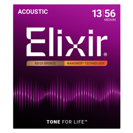 Elixir 80/20 Bronz Akusztikus Gitárhúr 13-56 (Nanoweb bevonat)