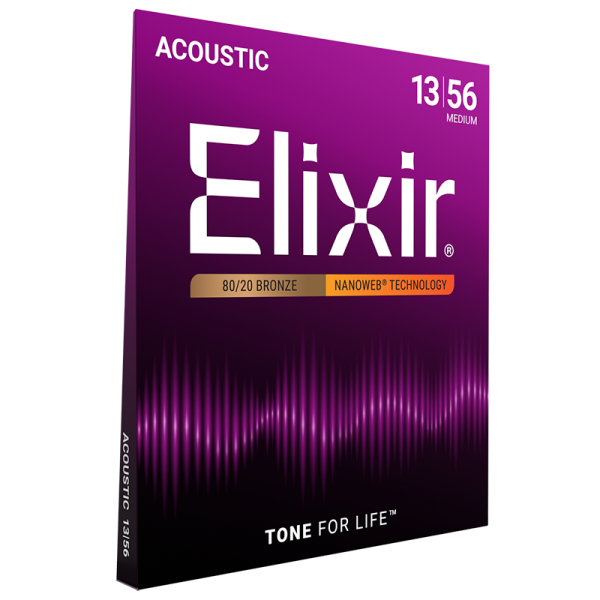 Elixir 80/20 Bronz Akusztikus Gitárhúr 13-56 (Nanoweb bevonat)