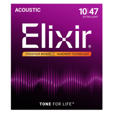 Elixir Foszfor Bronz Akusztikus Gitárhúr 10-47 (Nanoweb bevonat)