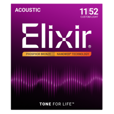 Elixir Foszfor Bronz Akusztikus Gitárhúr 11-52 (Nanoweb bevonat)