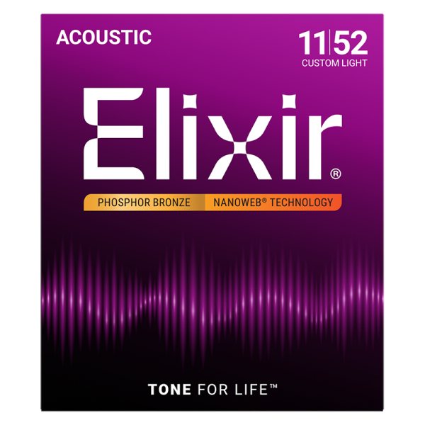 Elixir Foszfor Bronz Akusztikus Gitárhúr 11-52 (Nanoweb bevonat)
