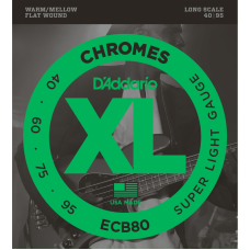 D'addario ECB 4-húros XL Chromes Flat Wound Basszusgitárhúr (34" Long Scale) D'addario ECB 4-húros XL Chromes Flat Wound Basszusgitárhúr (34" Long Scale)