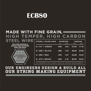 D'addario ECB 4-húros XL Chromes Flat Wound Basszusgitárhúr (34" Long Scale)