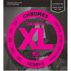 D'addario ECB 5-húros Chromes XL Flat Wound Basszusgitárhúr (34" Long Scale) D'addario ECB 5-húros Chromes XL Flat Wound Basszusgitárhúr (34" Long Scale)