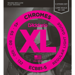 D'addario ECB 5-húros Chromes XL Flat Wound Basszusgitárhúr (34" Long Scale)