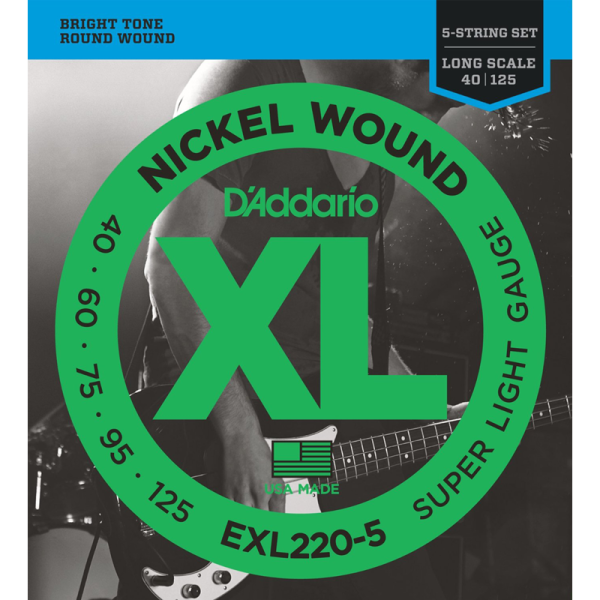 D'addario EXL 5-húros XL Nikkel Basszusgitárhúr (34" Long Scale)