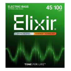 Elixir 4-húros Rozsdamentes Acél Basszusgitárhúr 45-100 (Nanoweb bevonat)