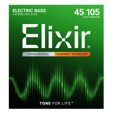 Elixir 4-húros Rozsdamentes Acél Basszusgitárhúr 45-105 (Nanoweb bevonat)
