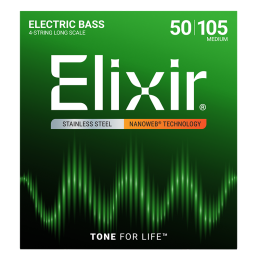 Elixir 4-húros Rozsdamentes Acél Basszusgitárhúr 50-105 (Nanoweb bevonat)