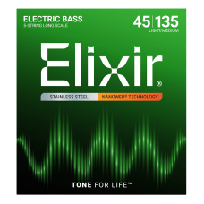 Elixir 5-húros Rozsdamentes Acél Basszusgitárhúr 45-135 (Nanoweb bevonat)