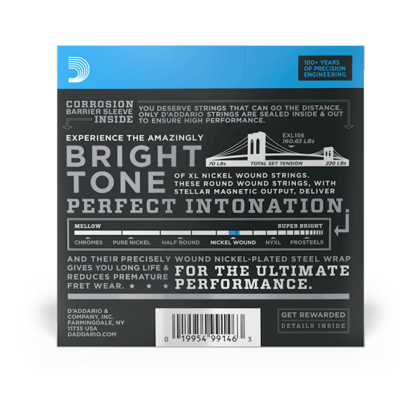 D'addario EXL 156 Basszusgitárhúr 6-húros (nikkel, short scale)