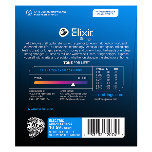 Elixir 7-húros Elektromos Gitárhúr 10-59 (Nanoweb bevonat) Elixir 7-húros Elektromos Gitárhúr 10-59 (Nanoweb bevonat)