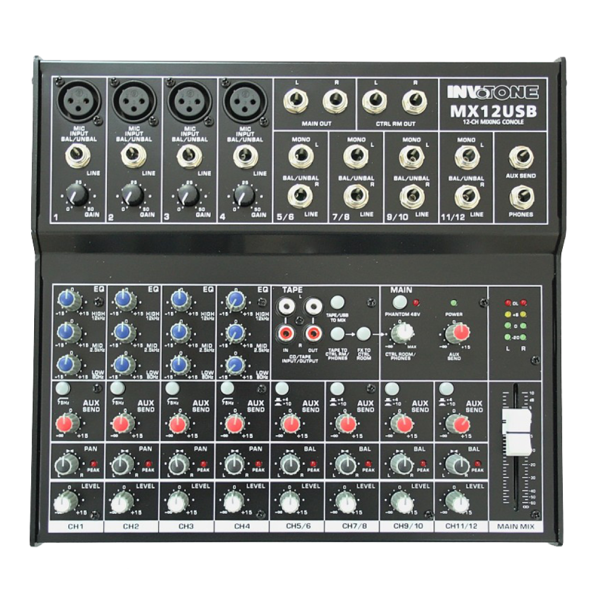 Invotone MX12USB Keverőpult
