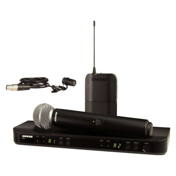 Shure BLX1288E /W85 Kombó szett, 1db WL185 csiptetős mikrofon, 1db SM58 kéziadó